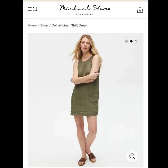 MICHAEL STARS Delilah Linen Shift Dress Olive SZ M NEW WITH TAGS!!!
